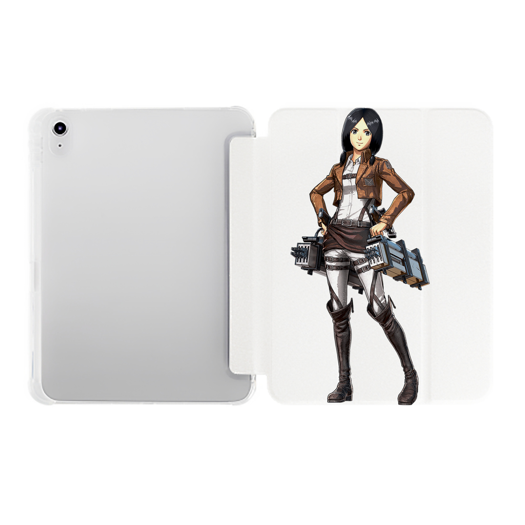（画像用） 進撃の巨人 ミカサ·アッカーマン Attack on Titan Mikasa Ackerman IPad ケース ペン収納付き 三つ折りスタンド PUレザー×シリコン 対応機種9.5/10.5/10.9インチ